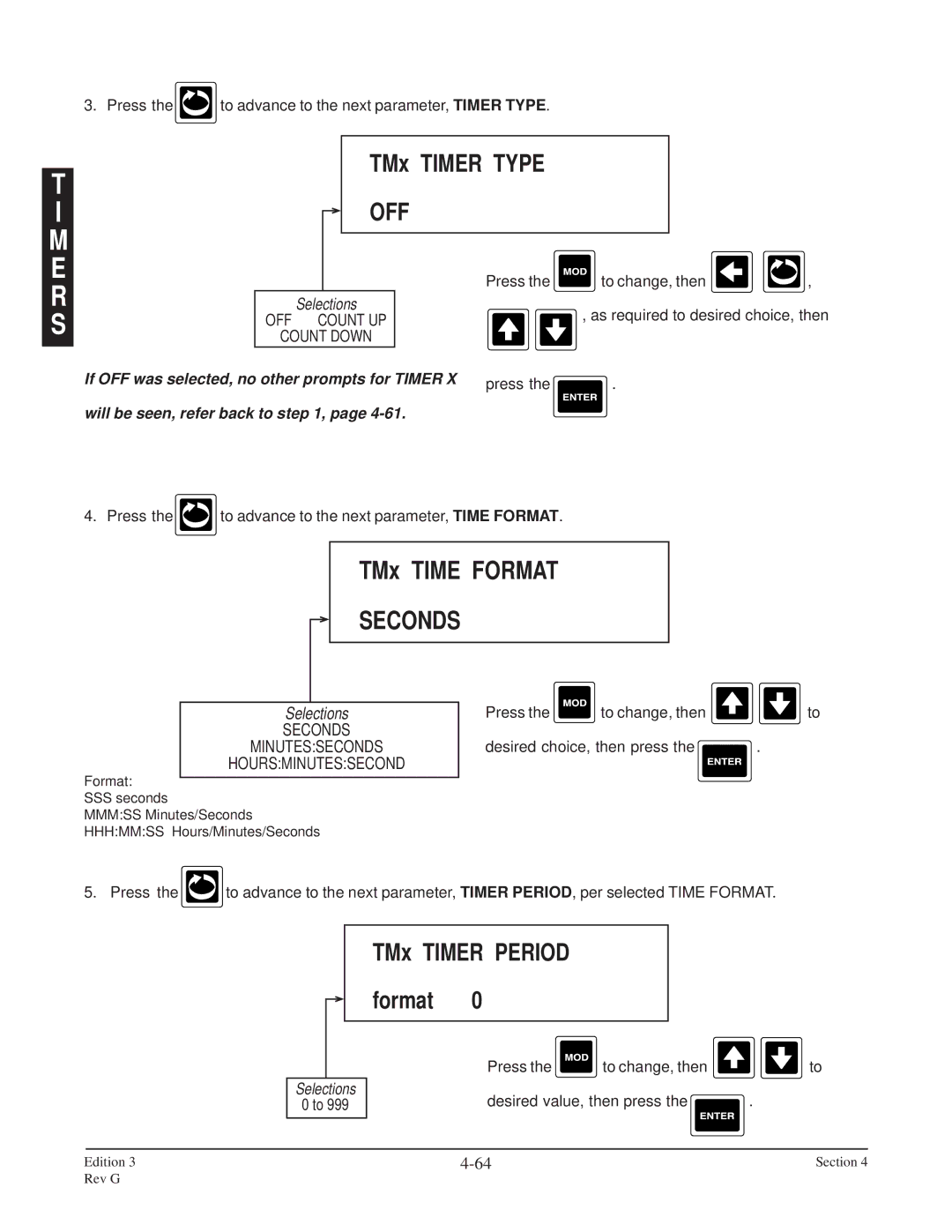 Anderson Manufacturing AV-9000 manual TMx Timer Type, Off, TMx Time Format, TMx Timer Period Format 