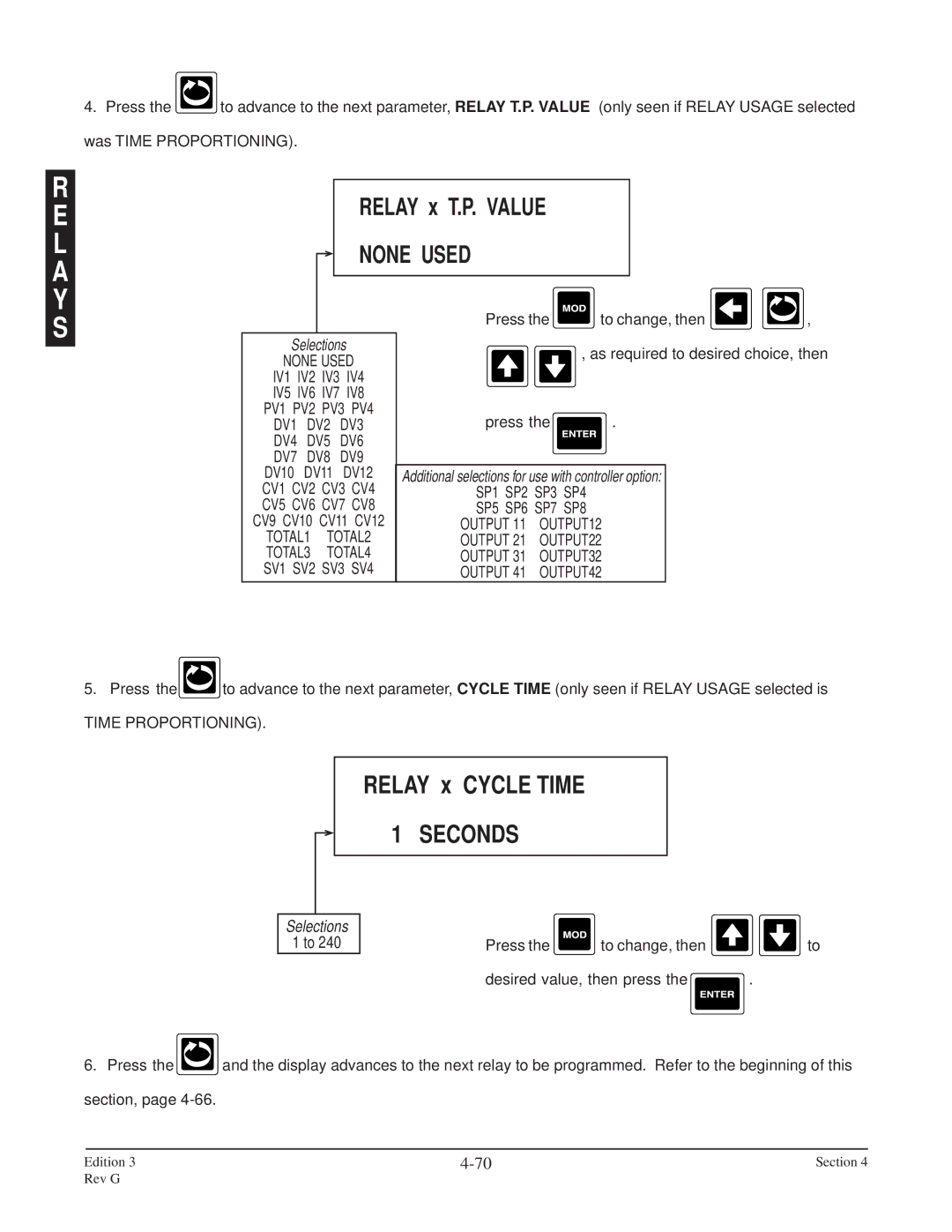 Anderson Manufacturing AV-9000 manual Relay x T.P. Value, Relay x Cycle Time, Time Proportioning 