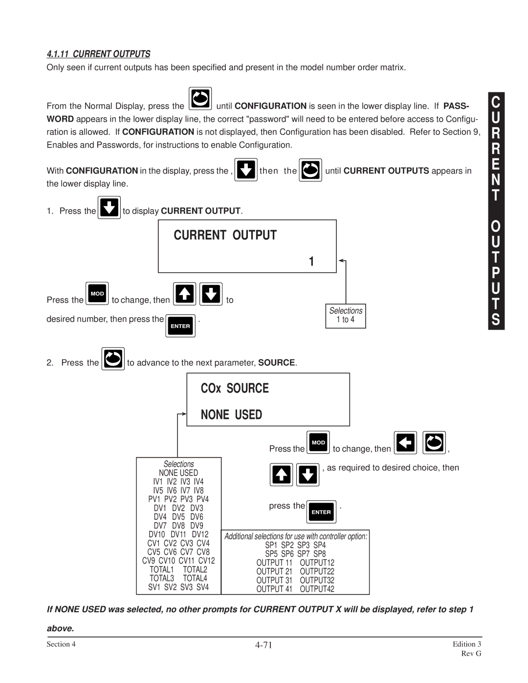 Anderson Manufacturing AV-9000 manual R R E N T T P U T S, COx Source, Current Outputs 