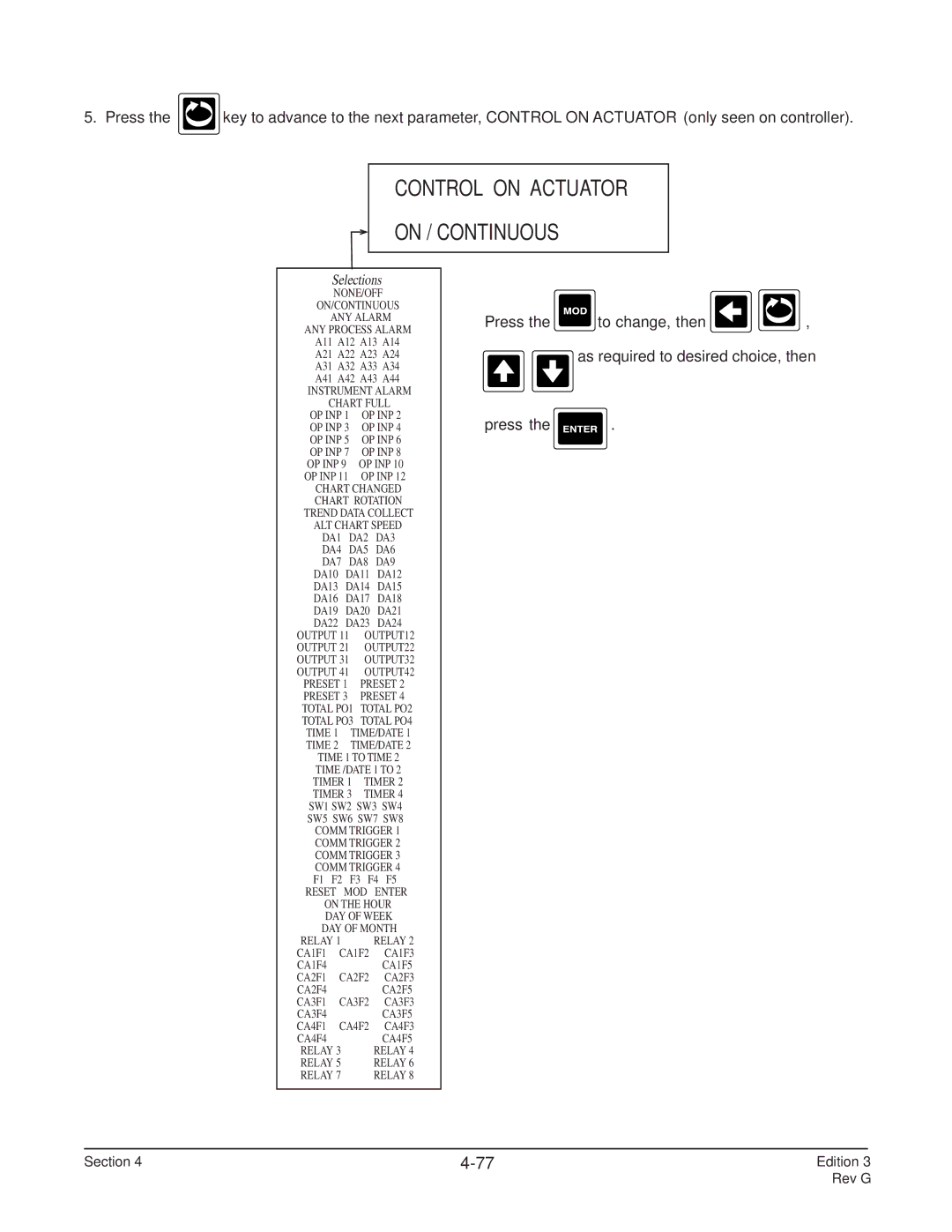 Anderson Manufacturing AV-9000 Control on Actuator On / Continuous, Chart Rotation Trend Data Collect ALT Chart Speed 