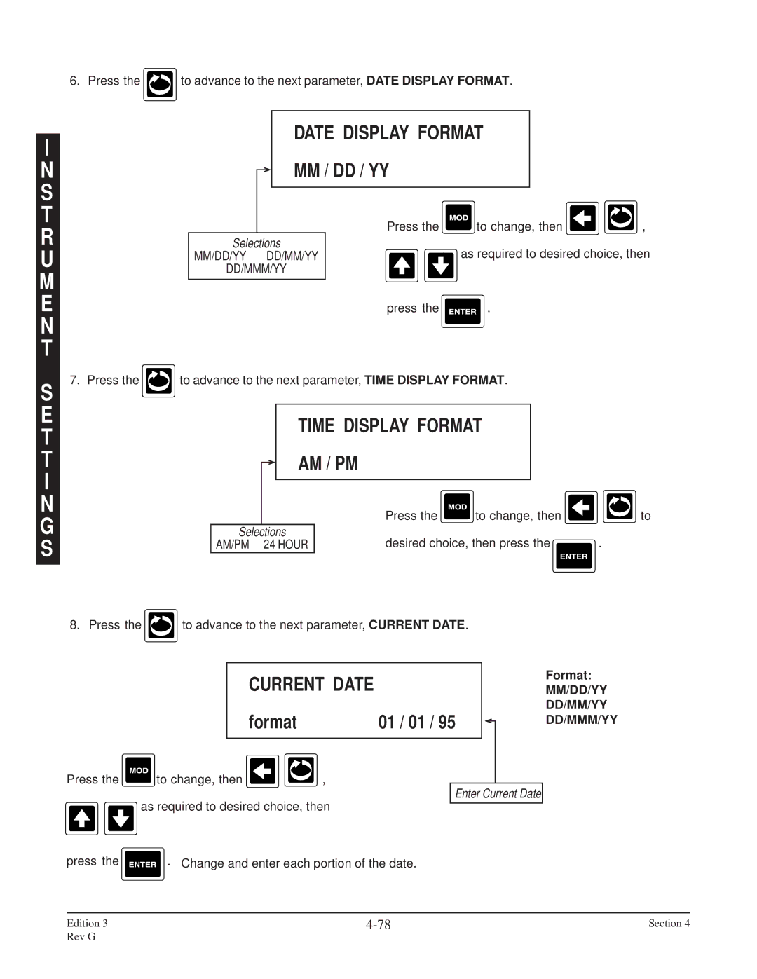 Anderson Manufacturing AV-9000 manual M E N T, Date Display Format, Mm / Dd / Yy, Time Display Format AM / PM, Current Date 