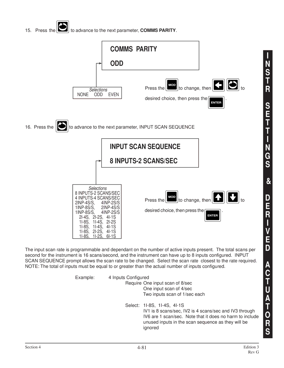 Anderson Manufacturing AV-9000 manual T R T T I N G S, R I V E D, T U a T O R S, Comms Parity ODD 