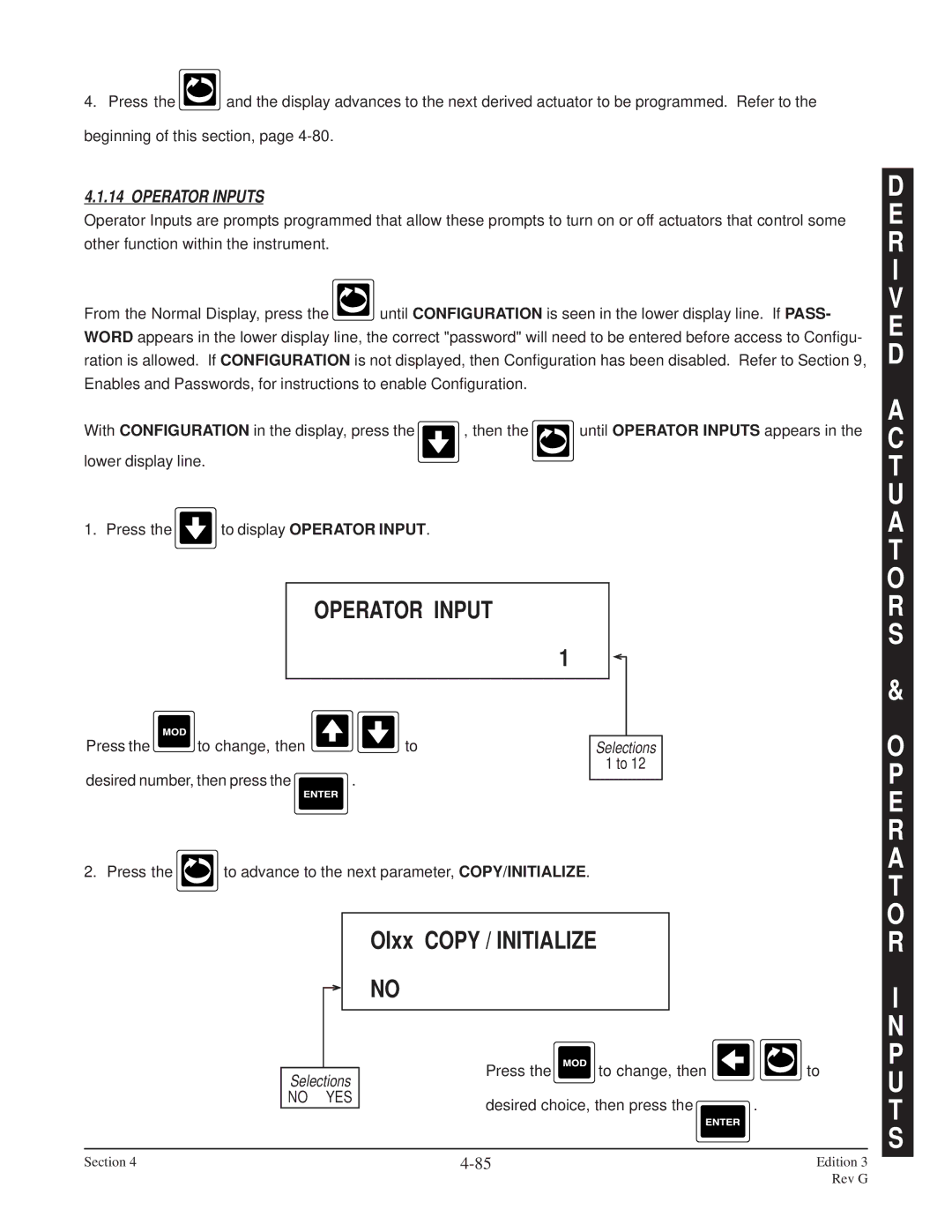 Anderson Manufacturing AV-9000 manual R I V E D T U a T O R S E R a T O R, OIxx Copy / Initialize, Operator Input 