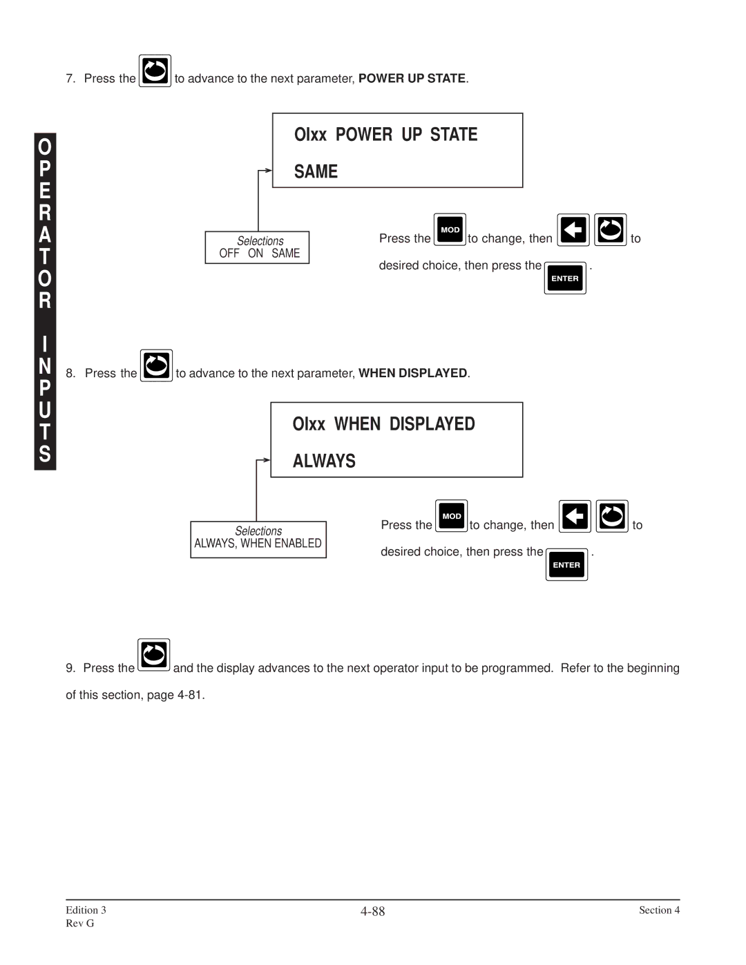 Anderson Manufacturing AV-9000 manual E R, OIxx Power UP State, Same, OIxx When Displayed, Always 