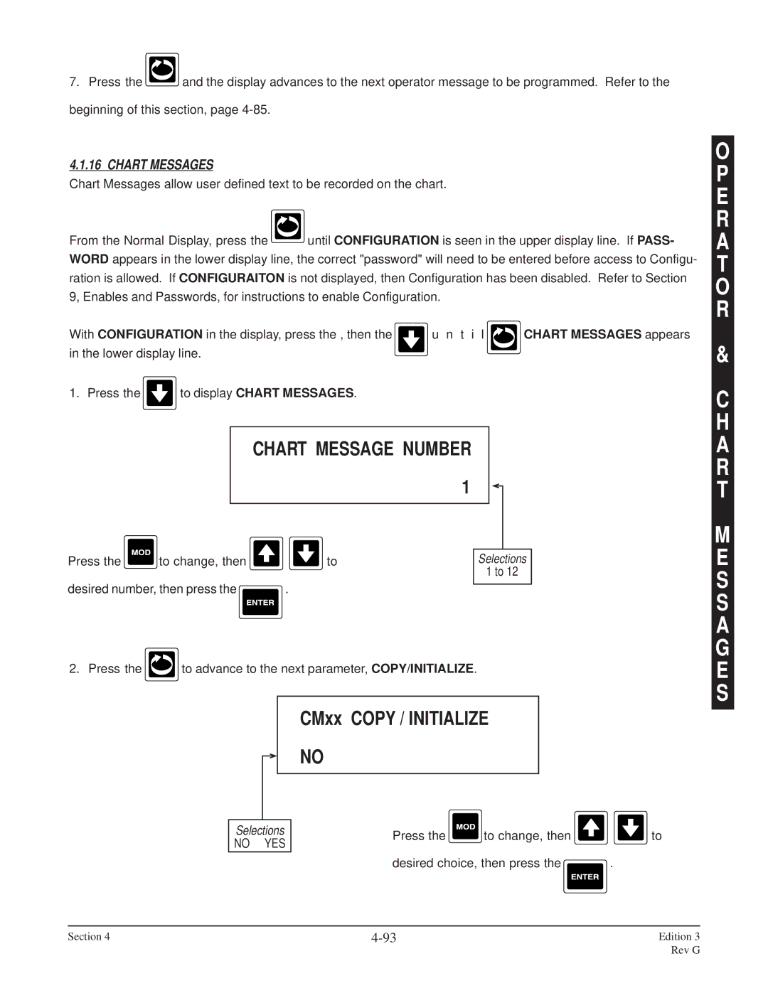 Anderson Manufacturing AV-9000 manual E R a T O R A R T S a G E S, CMxx Copy / Initialize, Chart Messages appears 