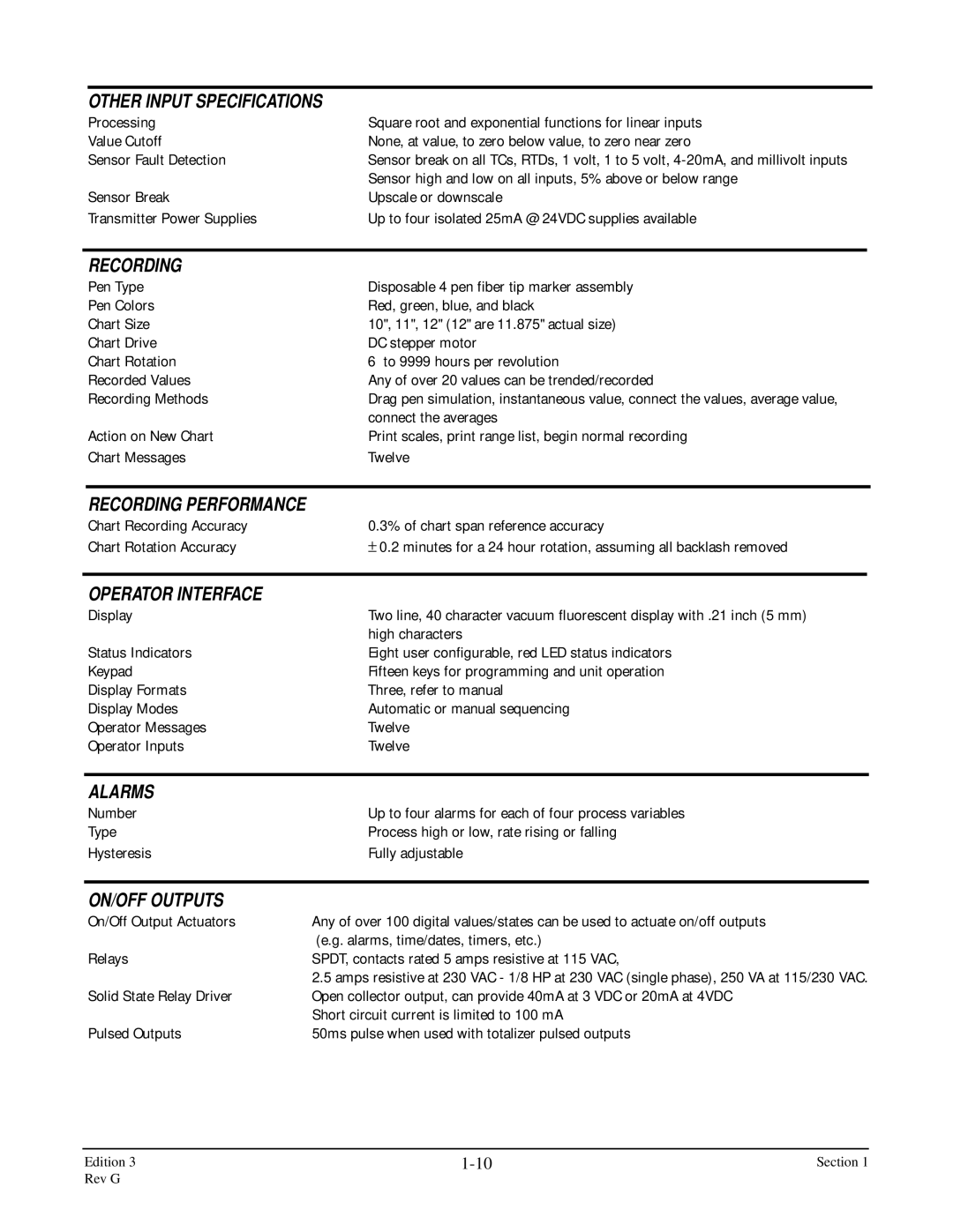 Anderson Manufacturing AV-9000 manual Other Input Specifications 