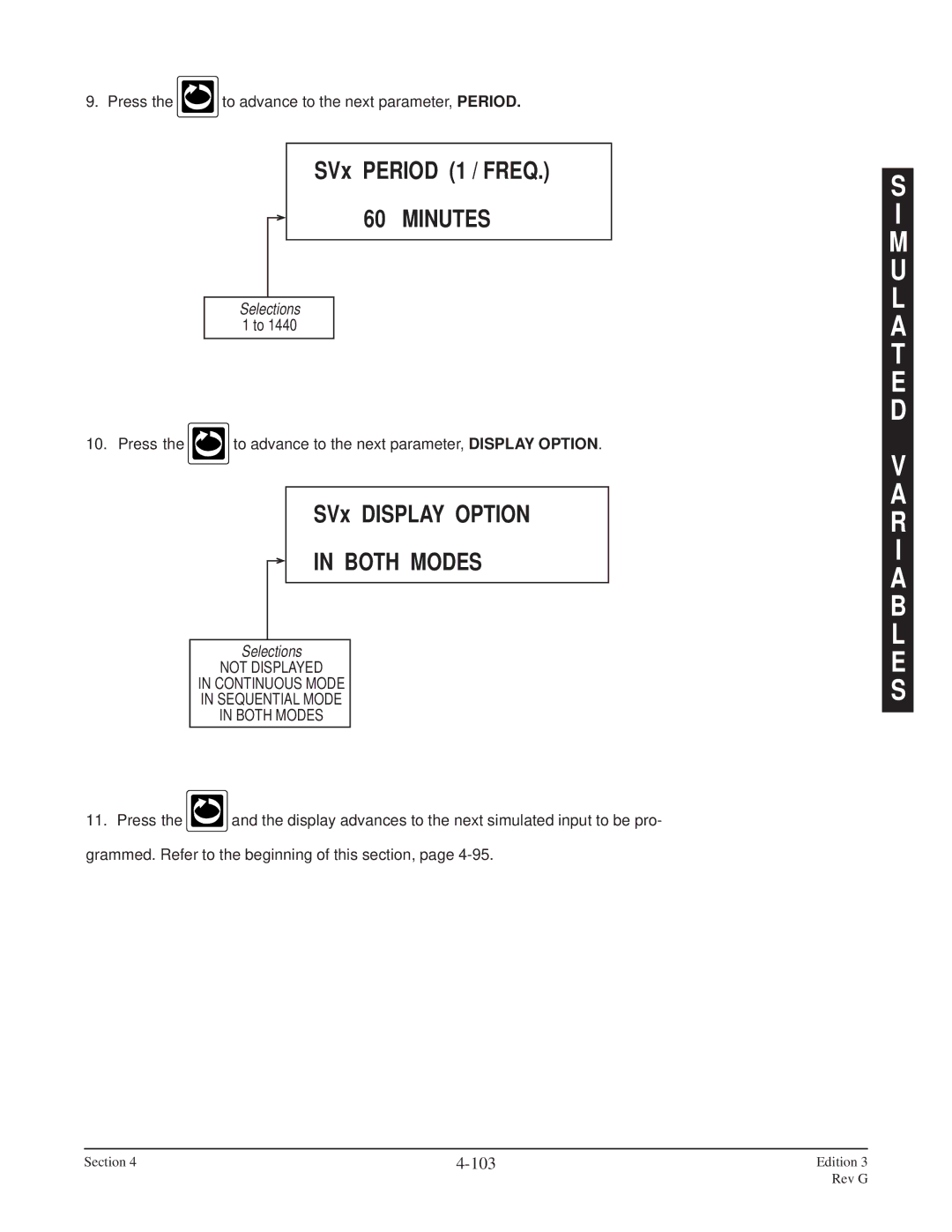 Anderson Manufacturing AV-9000 manual SVx Period 1 / Freq, Minutes, SVx Display Option, 103 