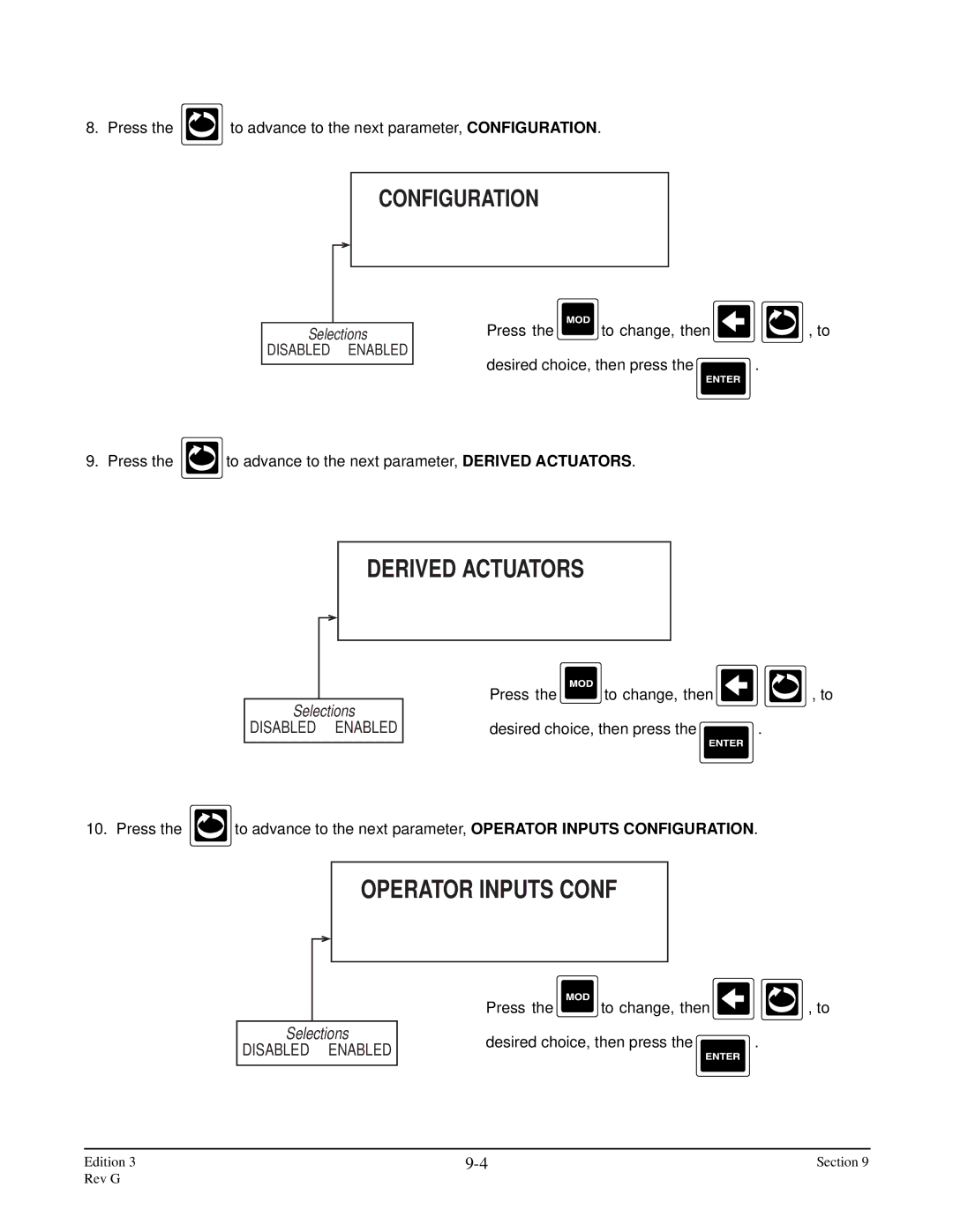 Anderson Manufacturing AV-9000 manual Derived Actuators, Operator Inputs Conf, Configuration 