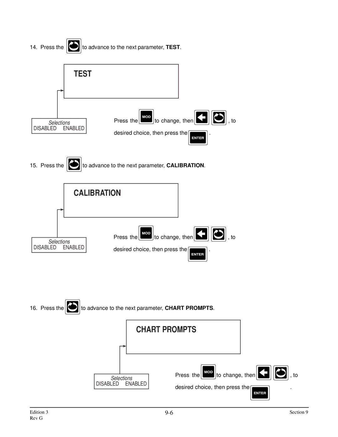 Anderson Manufacturing AV-9000 manual Test, Calibration, Chart Prompts 