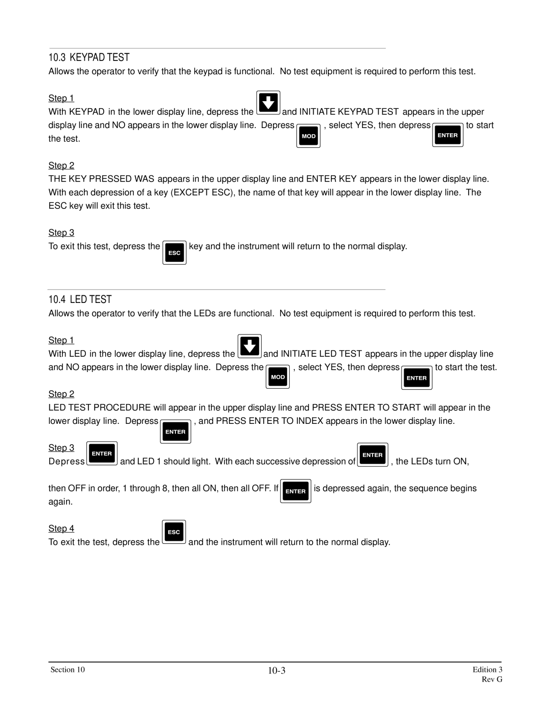Anderson Manufacturing AV-9000 manual Keypad Test, LED Test, 10-3, ESC key will exit this test 