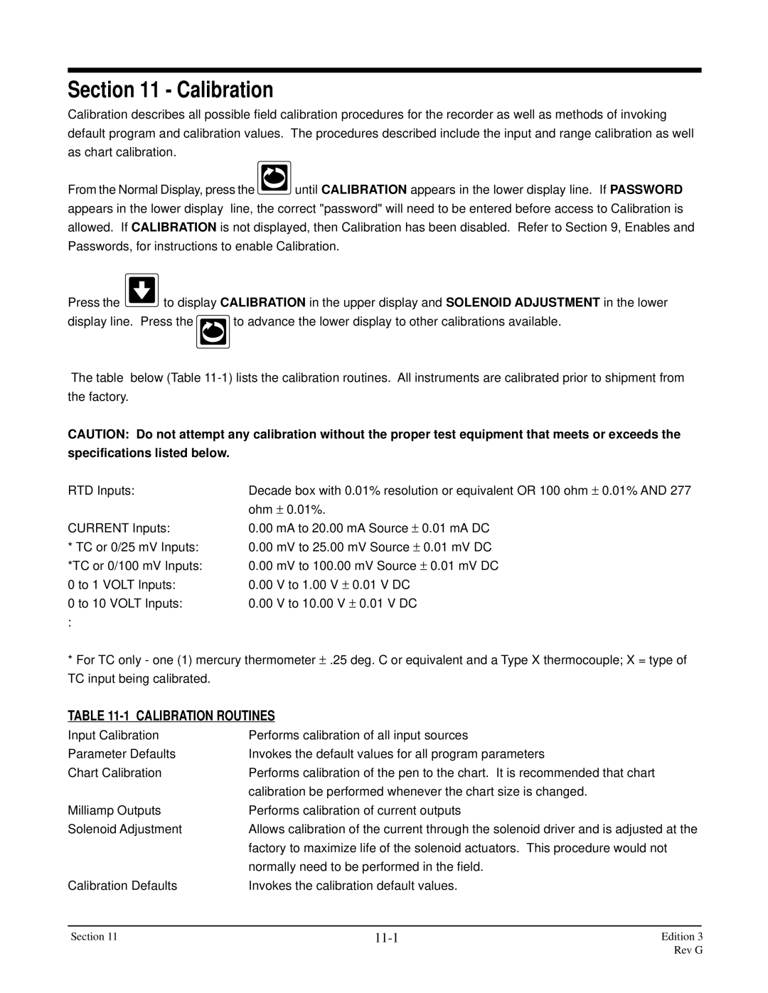 Anderson Manufacturing AV-9000 manual Calibration, 11-1, Specifications listed below 