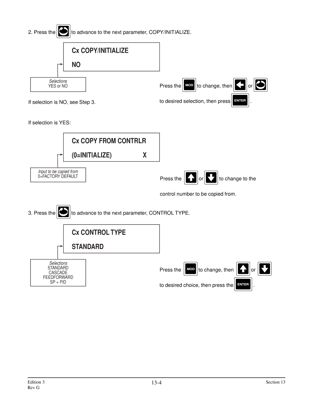 Anderson Manufacturing AV-9000 manual Cx COPY/INITIALIZE, =Initializex, Cx Control Type, Standard, 13-4 