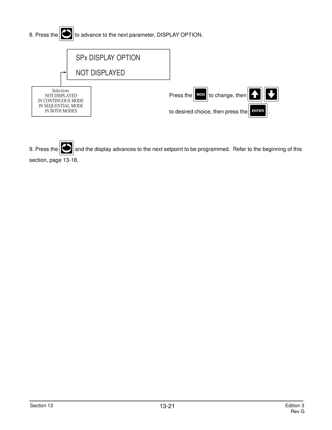 Anderson Manufacturing AV-9000 manual SPx Display Option, Not Displayed, 13-21 