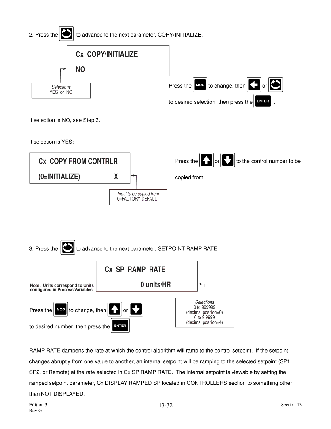 Anderson Manufacturing AV-9000 manual Cx Copy from Contrlr, Cx SP Ramp Rate Units/HR, 13-32, =FACTORY Default 