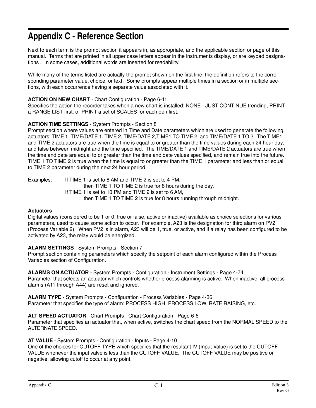 Anderson Manufacturing AV-9000 manual Appendix C Reference Section, Actuators, Alternate Speed 