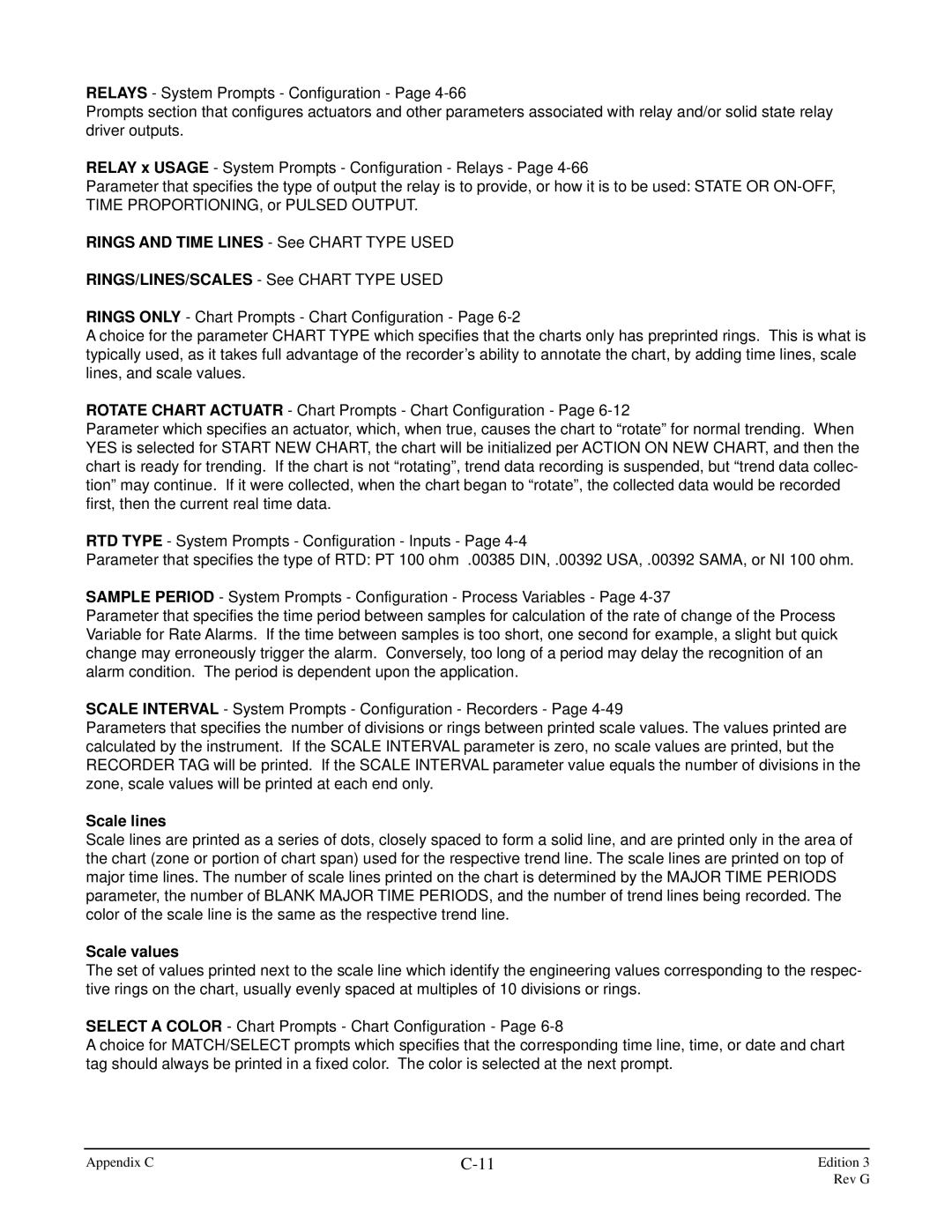 Anderson Manufacturing AV-9000 manual Rings and Time Lines See Chart Type Used, Scale lines, Scale values 