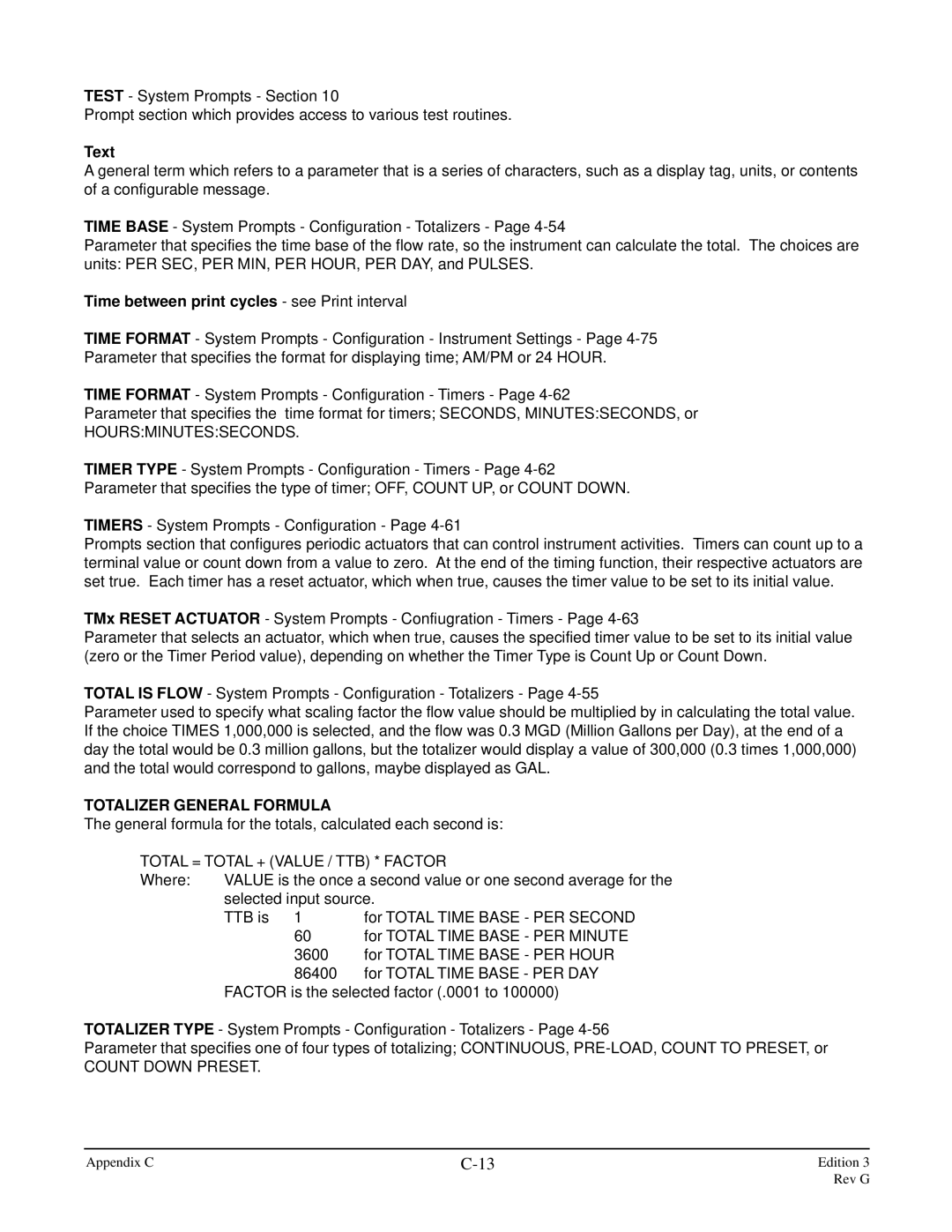 Anderson Manufacturing AV-9000 Text, Time between print cycles see Print interval, Hoursminutesseconds, Count Down Preset 