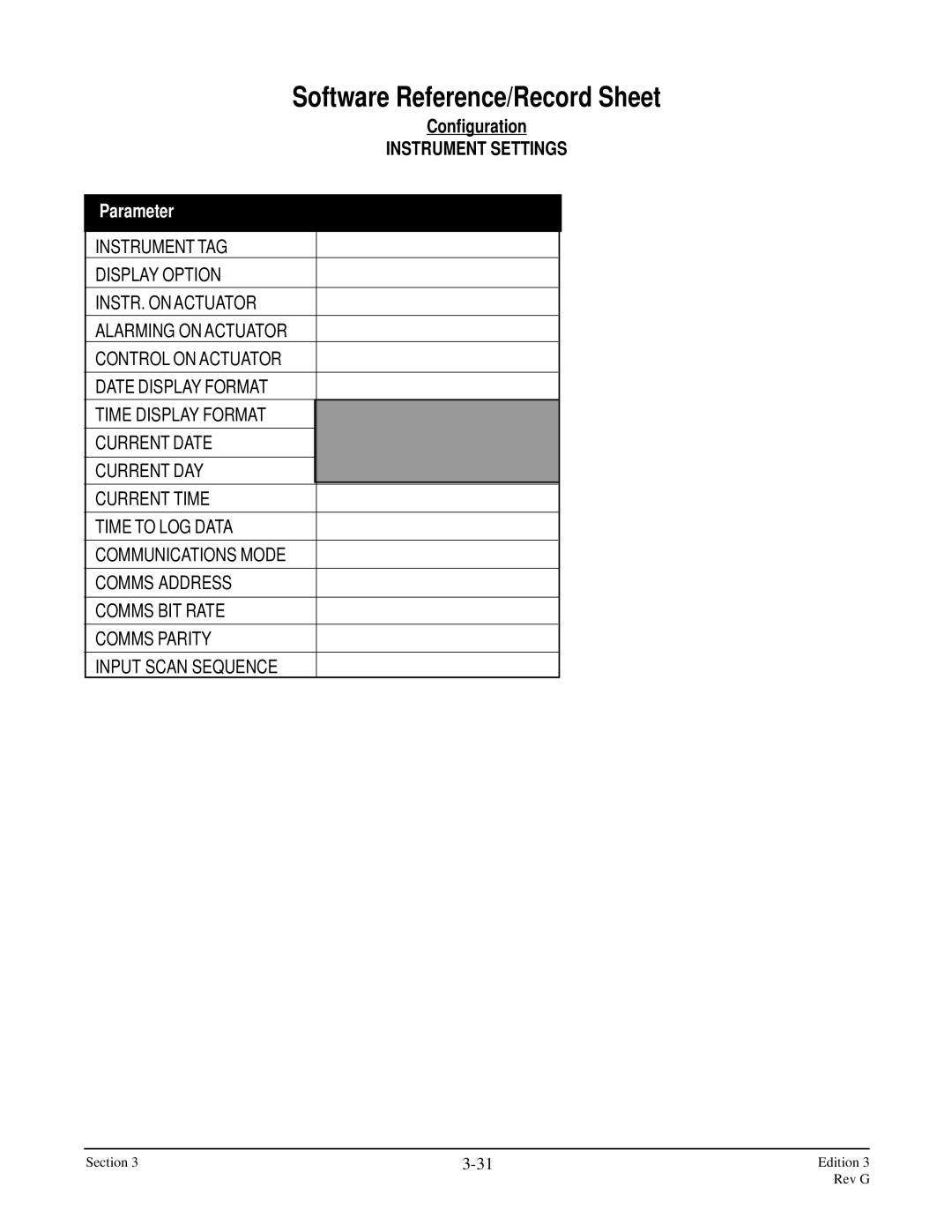 Anderson Manufacturing AV-9000 manual Instrument Settings 