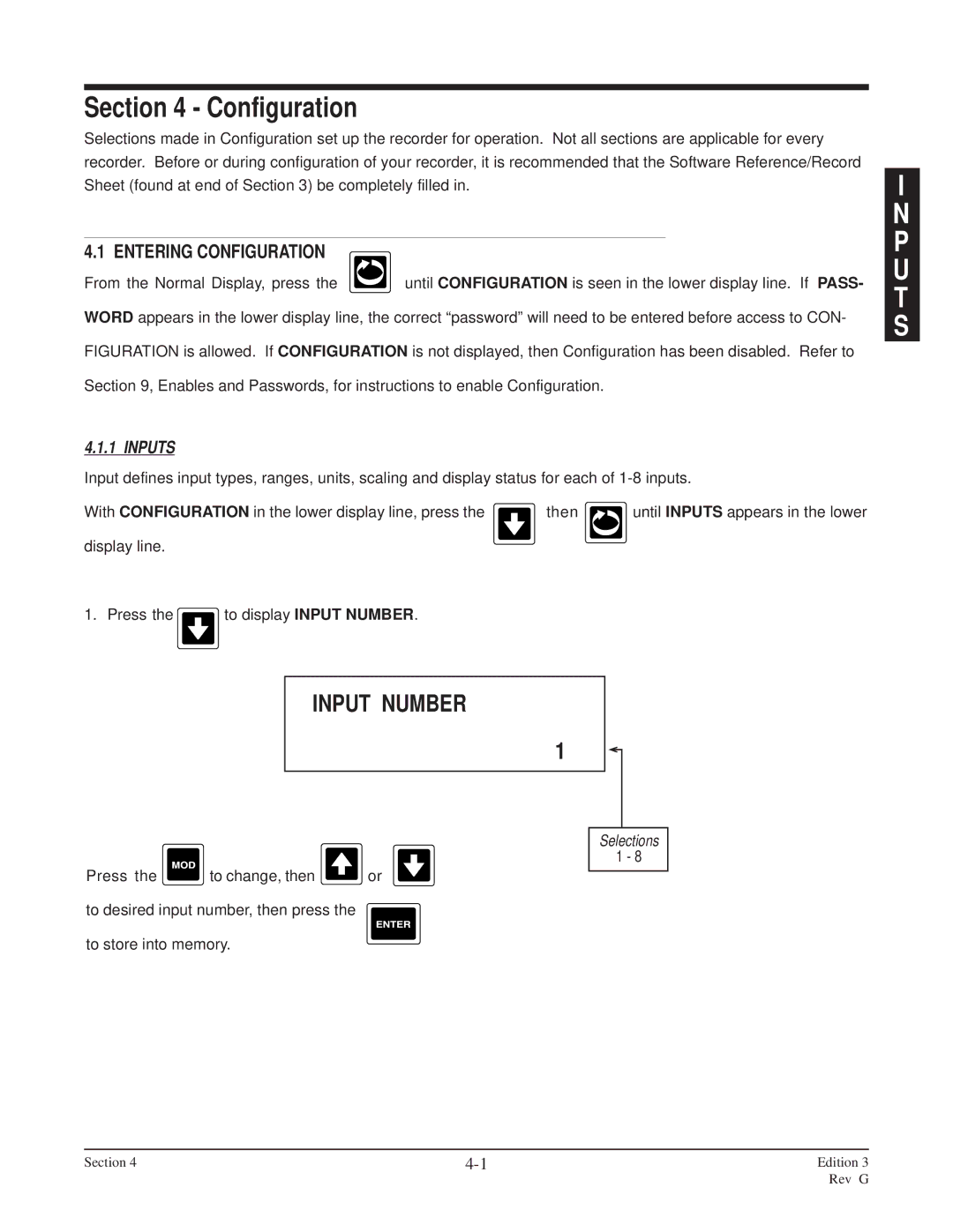 Anderson Manufacturing AV-9000 manual U T S, Input Number, Entering Configuration 