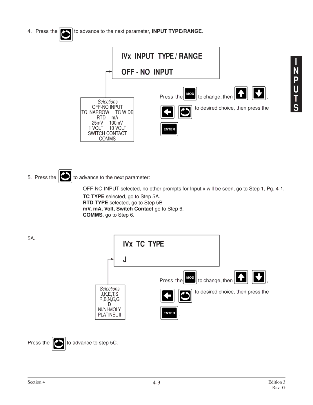 Anderson Manufacturing AV-9000 manual IVx TC Type, E,T,S N,C,G, MV, mA, Volt, Switch Contact go to . COMMS, go to Step 