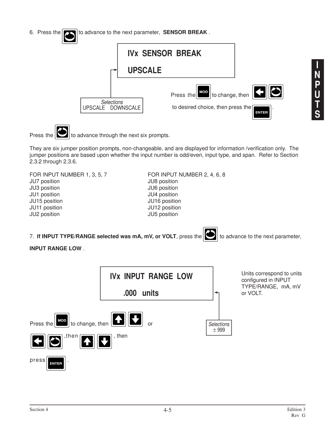 Anderson Manufacturing AV-9000 manual IVx Sensor Break, Upscale, IVx Input Range LOW, Units 