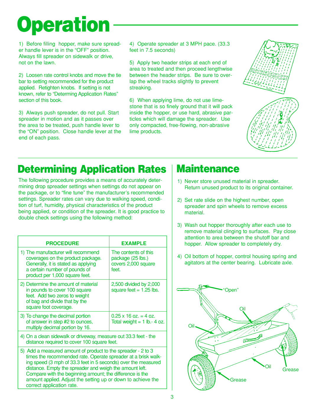 Anderson Manufacturing SS-2 manual Operation, Determining Application Rates, Procedure Example 