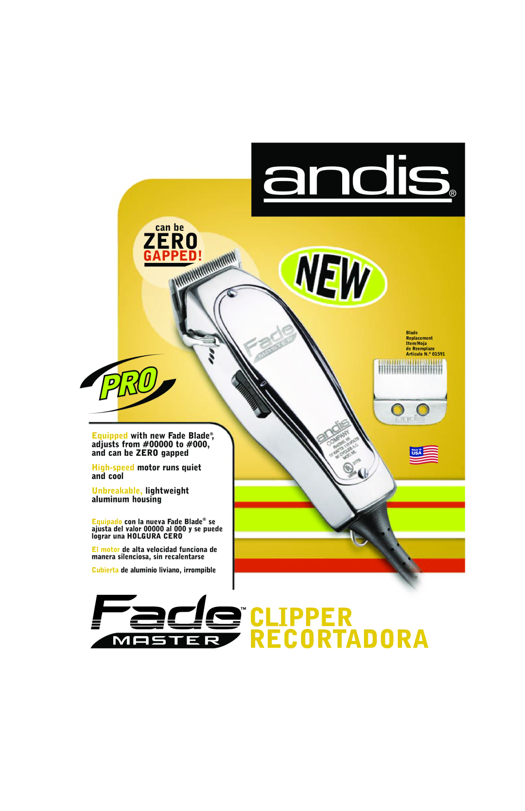 Andis Company 01690 manual Clipper Recortadora, Zero, Gapped 