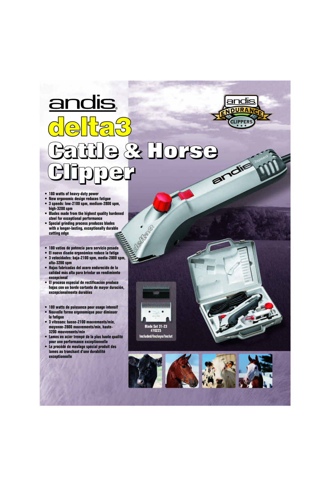 Andis Company 68020 manual Velocidades baja-2100 spm, media-2800 spm, alta-3200 spm 