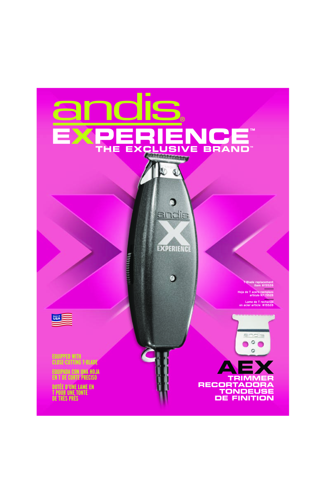 Andis Company AEE 120V manual Experience, The Exclusive Brand, Trimmer Recortadora Tondeuse De Finition 