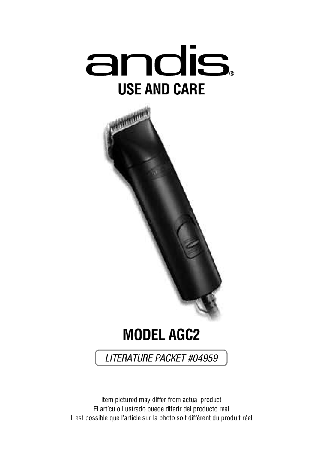 Andis Company manual USE ANd CArE ModEL AGC2 