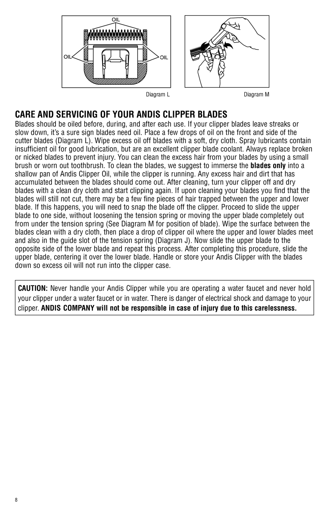 Andis Company AGRC manual Care and servicing of your andis Clipper blades 