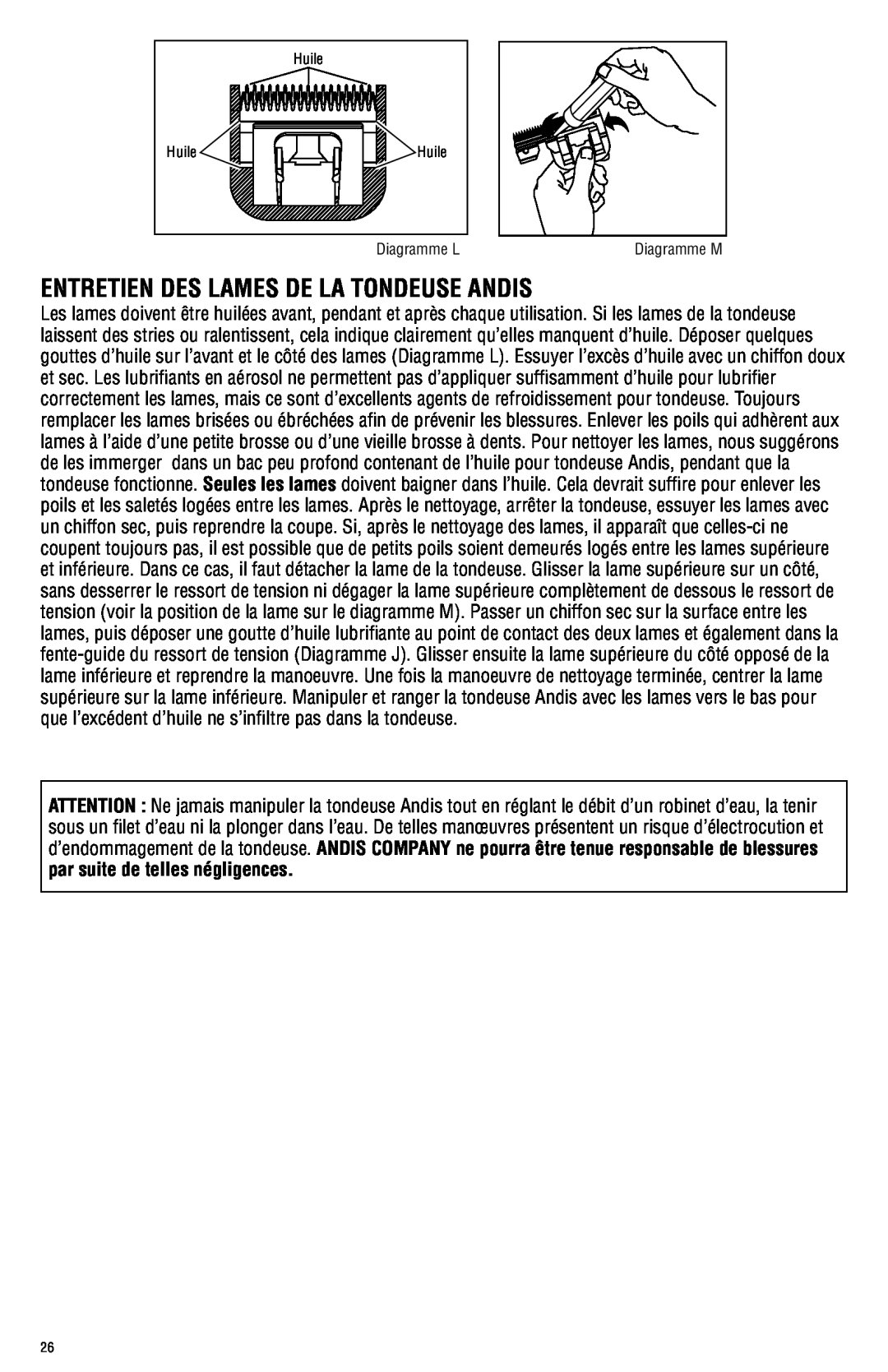 Andis Company AGRC manual Entretien Des Lames De La Tondeuse Andis, par suite de telles négligences 