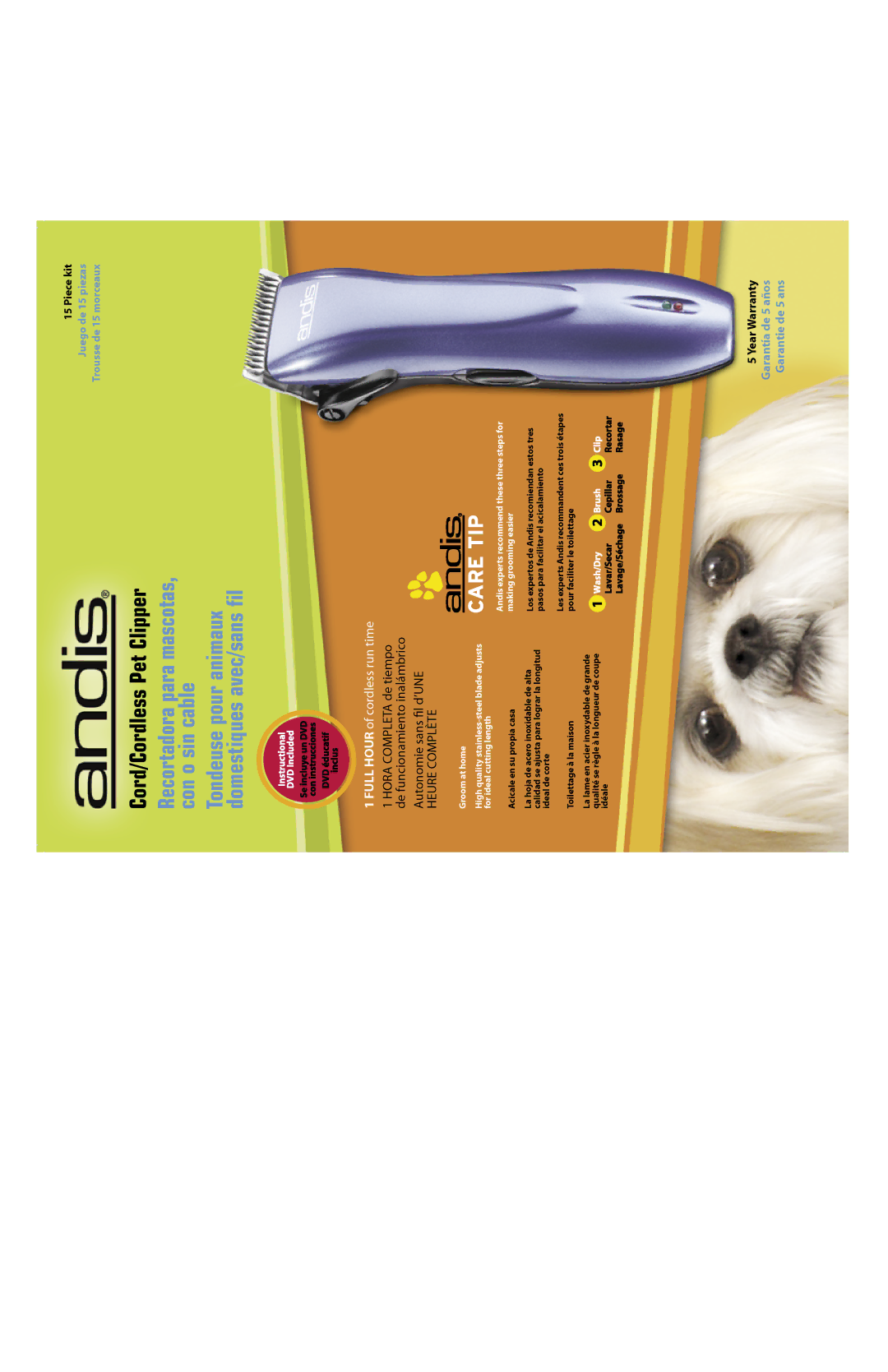 Andis Company Cord/Cordless Pet Clipper manual 