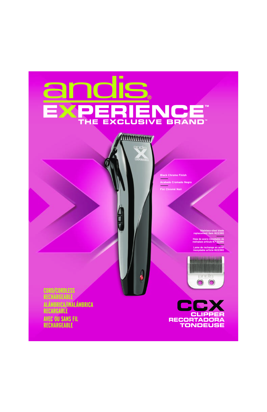 Andis Company Hair Clipper manual Experience, Cord/Cordless Rechargeable, Alámbrica/Inalámbrica, Recargable, Recortadora 