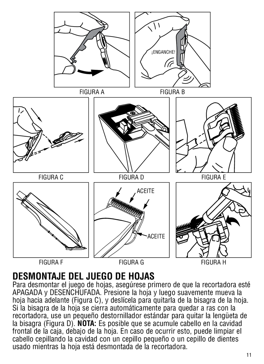 Andis Company MBG-2 manual Desmontaje del juego de hojas, Figura a 