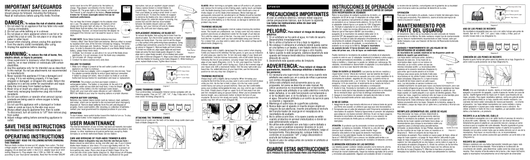 Andis Company Model BTF warranty This Product is Intended for Professional USE, Failure to Charge, Proper Battery Disposal 