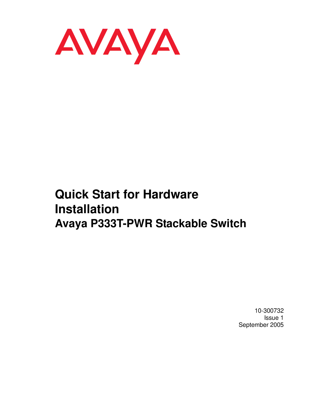 Andis Company quick start Quick Start for Hardware Installation, Avaya P333T-PWR Stackable Switch 