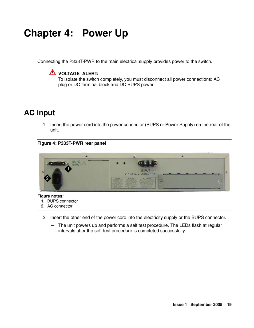 Andis Company P333T-PWR quick start Power Up, AC input 