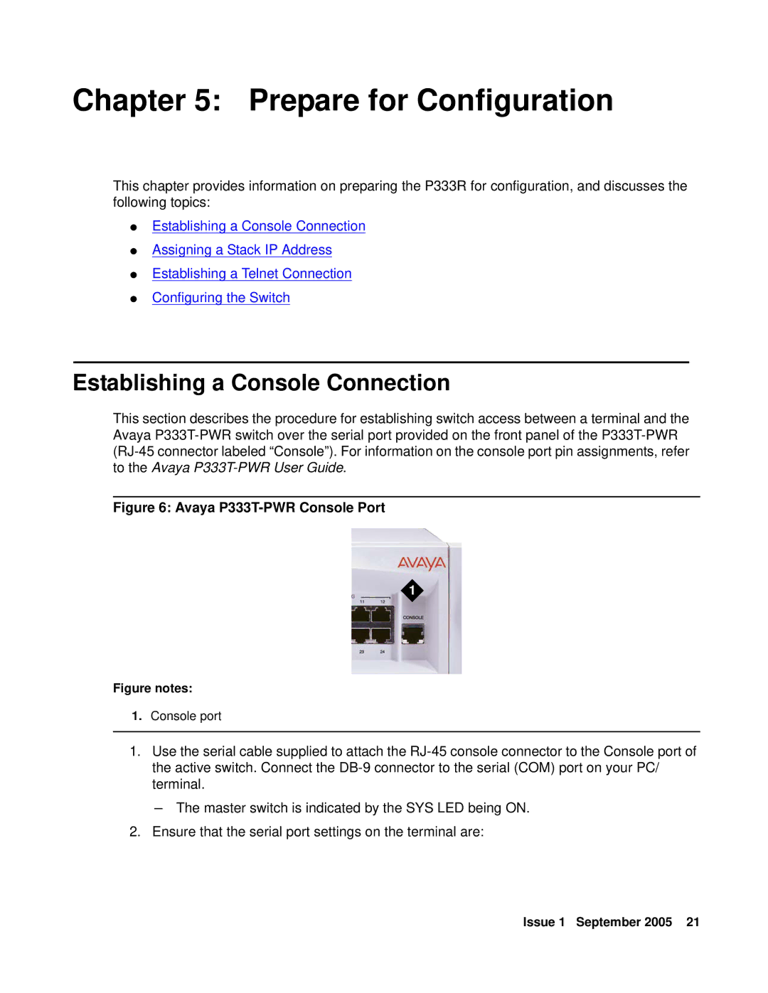 Andis Company P333T-PWR quick start Prepare for Configuration, Establishing a Console Connection 