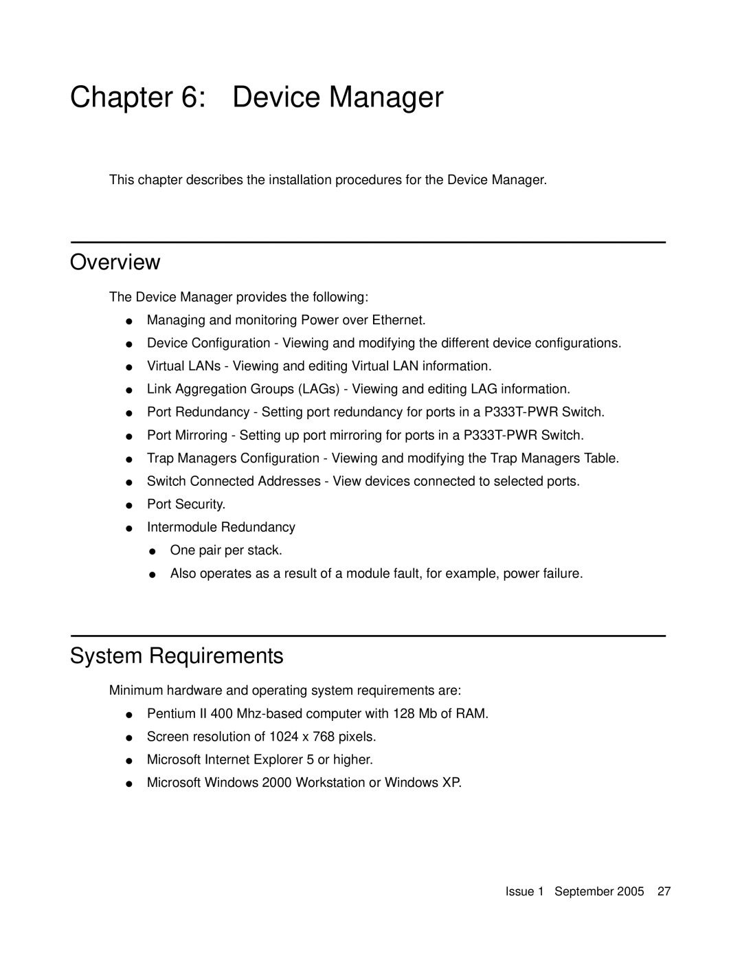 Andis Company P333T-PWR quick start Device Manager, Overview, System Requirements 