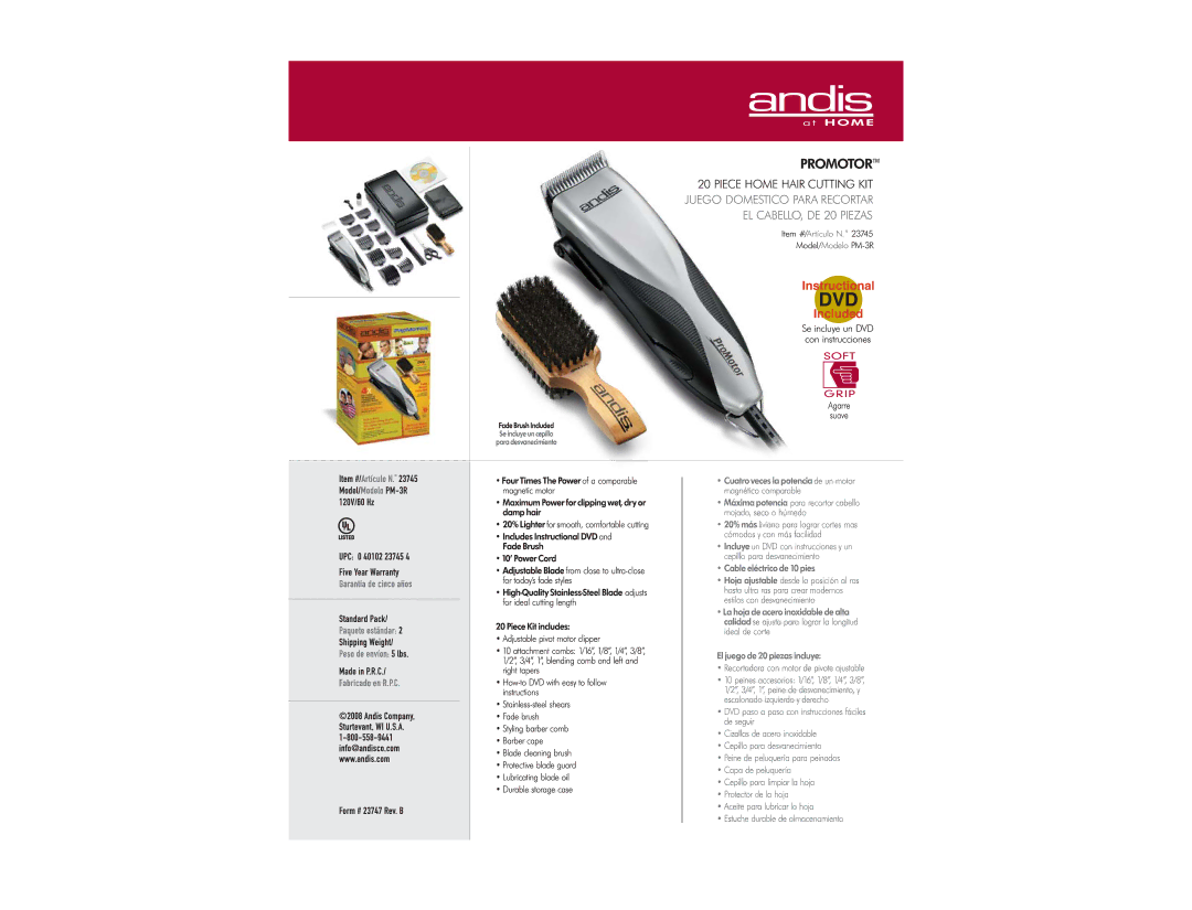 Andis Company PM-3R manual 