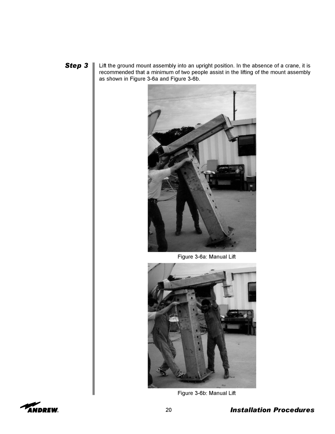 Andrew 3.7-Meter Earth Station Antenna manual 6a Manual Lift 