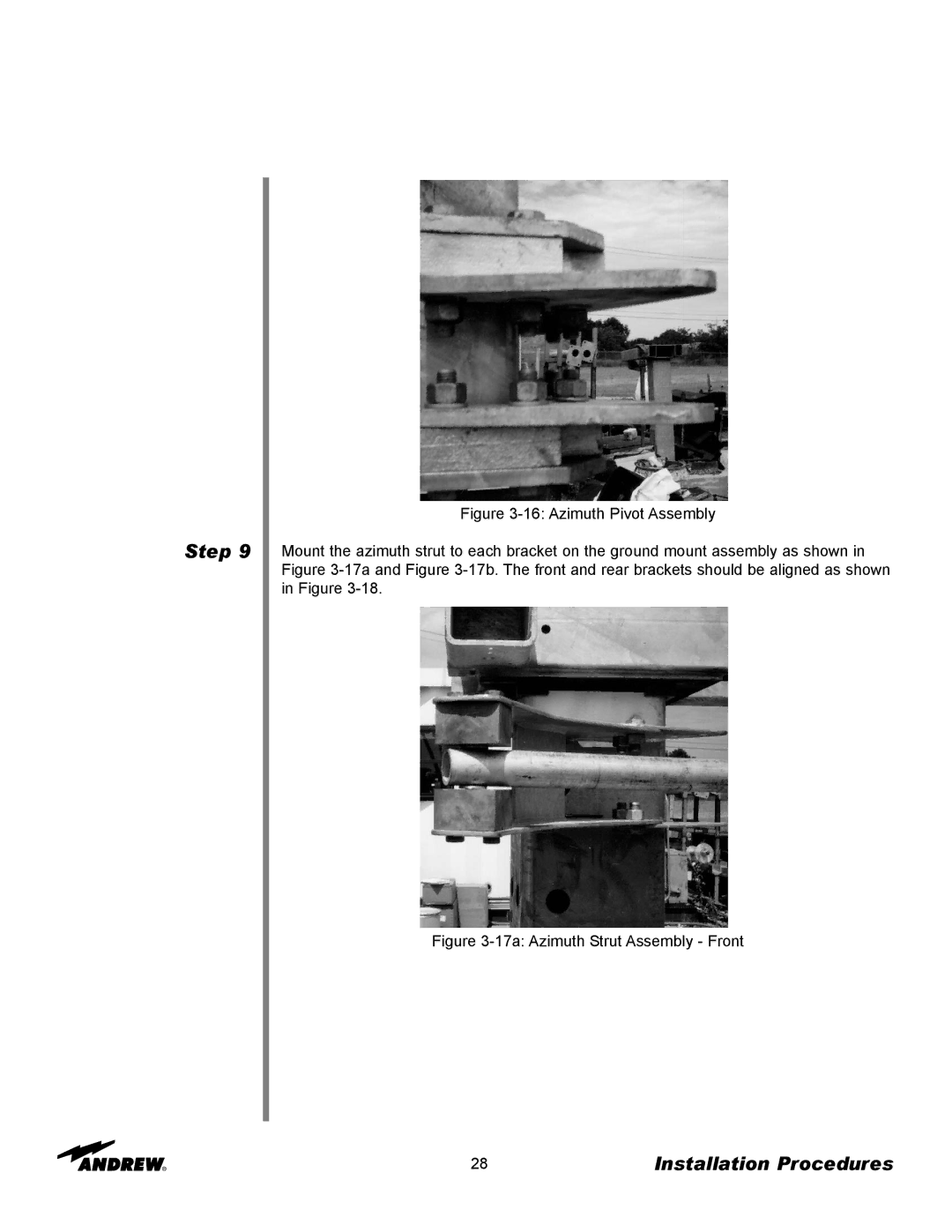Andrew 3.7-Meter Earth Station Antenna manual 17a Azimuth Strut Assembly Front 