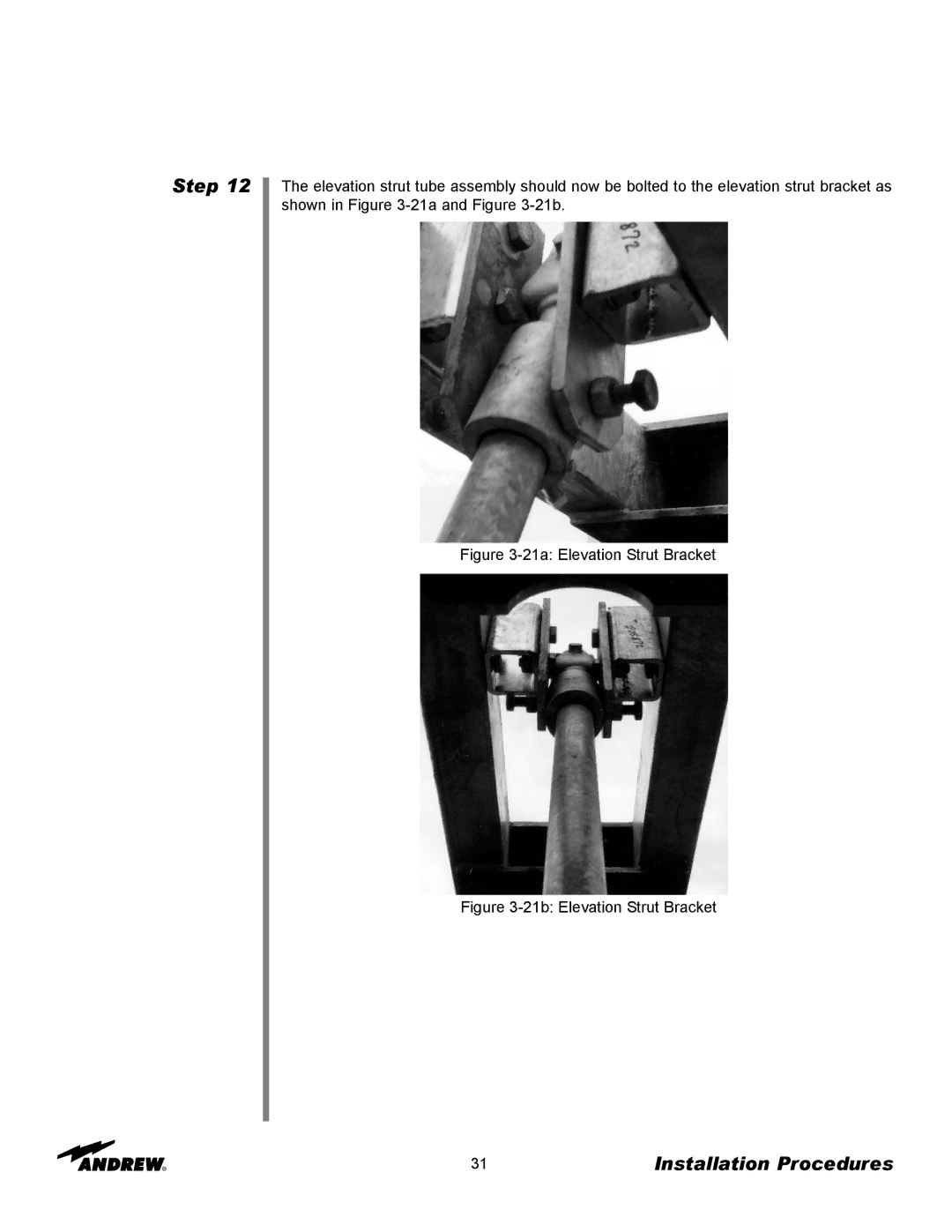 Andrew 3.7-Meter Earth Station Antenna manual 21a Elevation Strut Bracket 