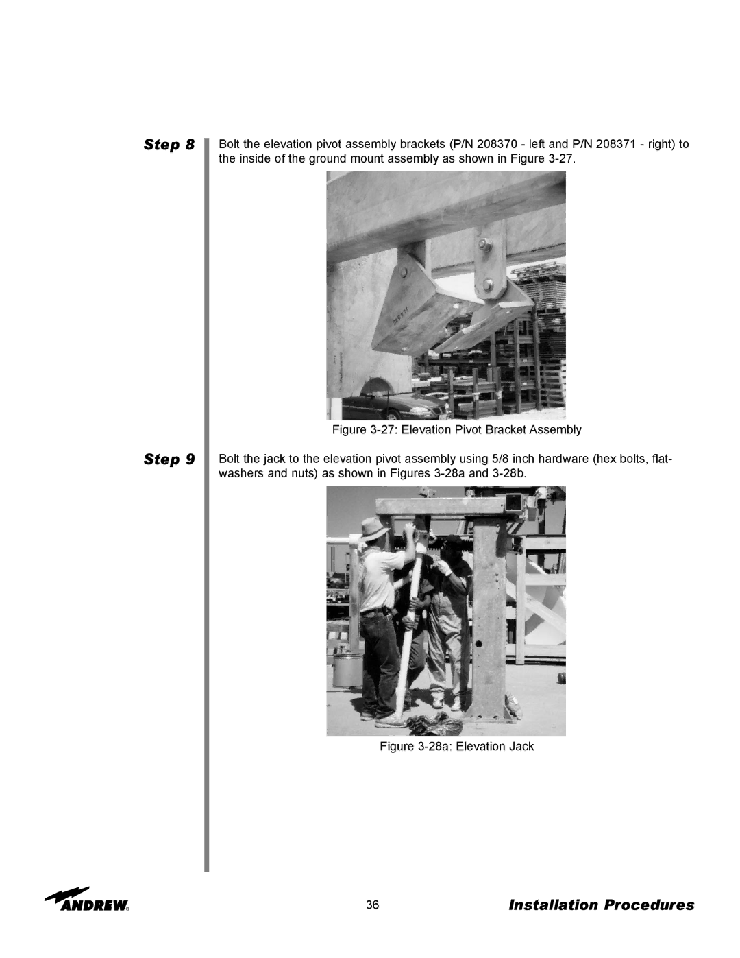 Andrew 3.7-Meter Earth Station Antenna manual 28a Elevation Jack 