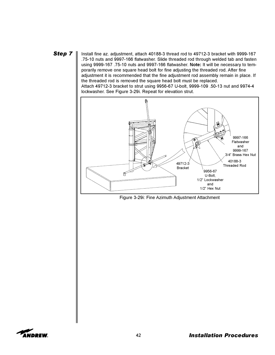 Andrew 3.7-Meter Earth Station Antenna manual 29i Fine Azimuth Adjustment Attachment 