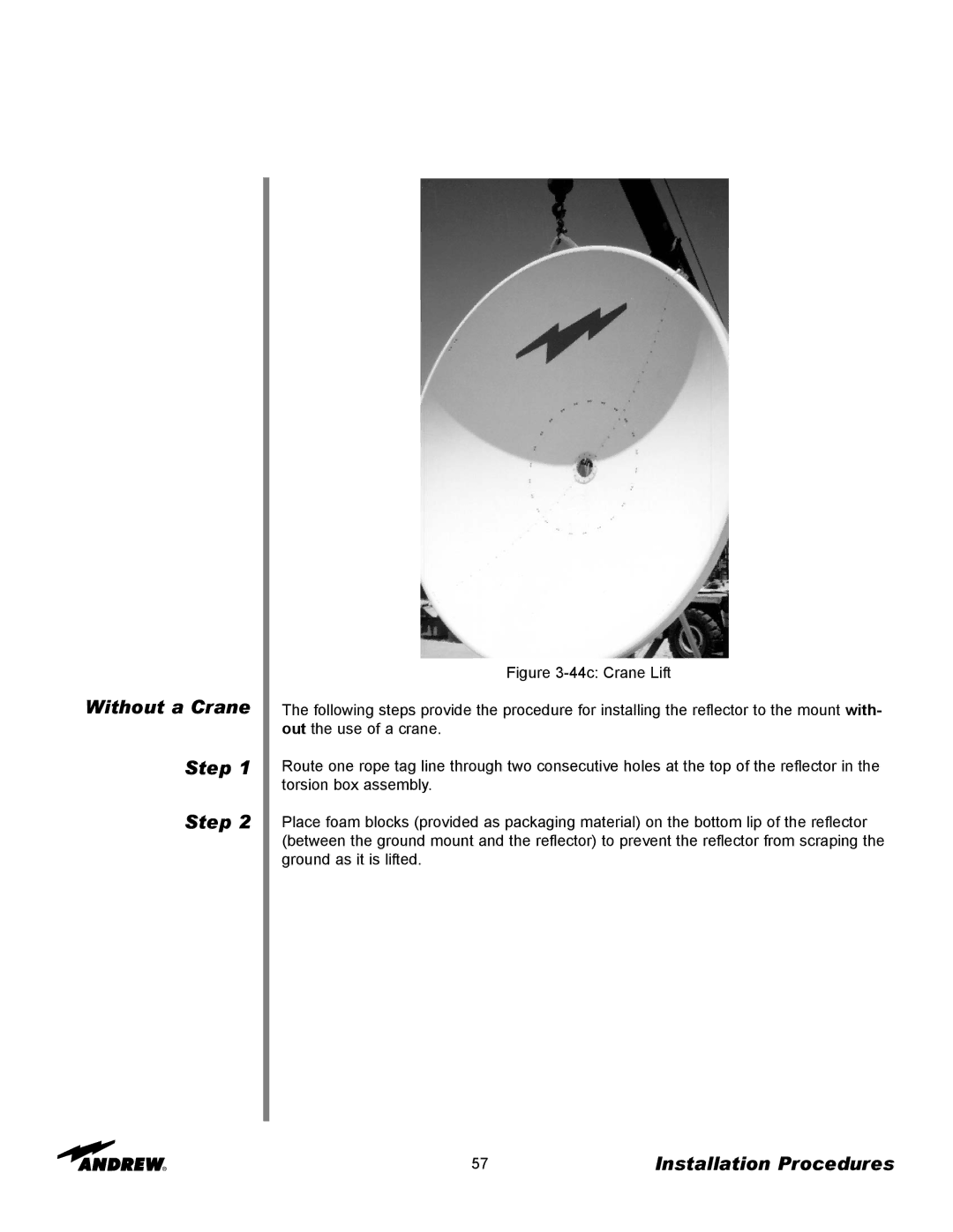 Andrew 3.7-Meter Earth Station Antenna manual Without a Crane Step 