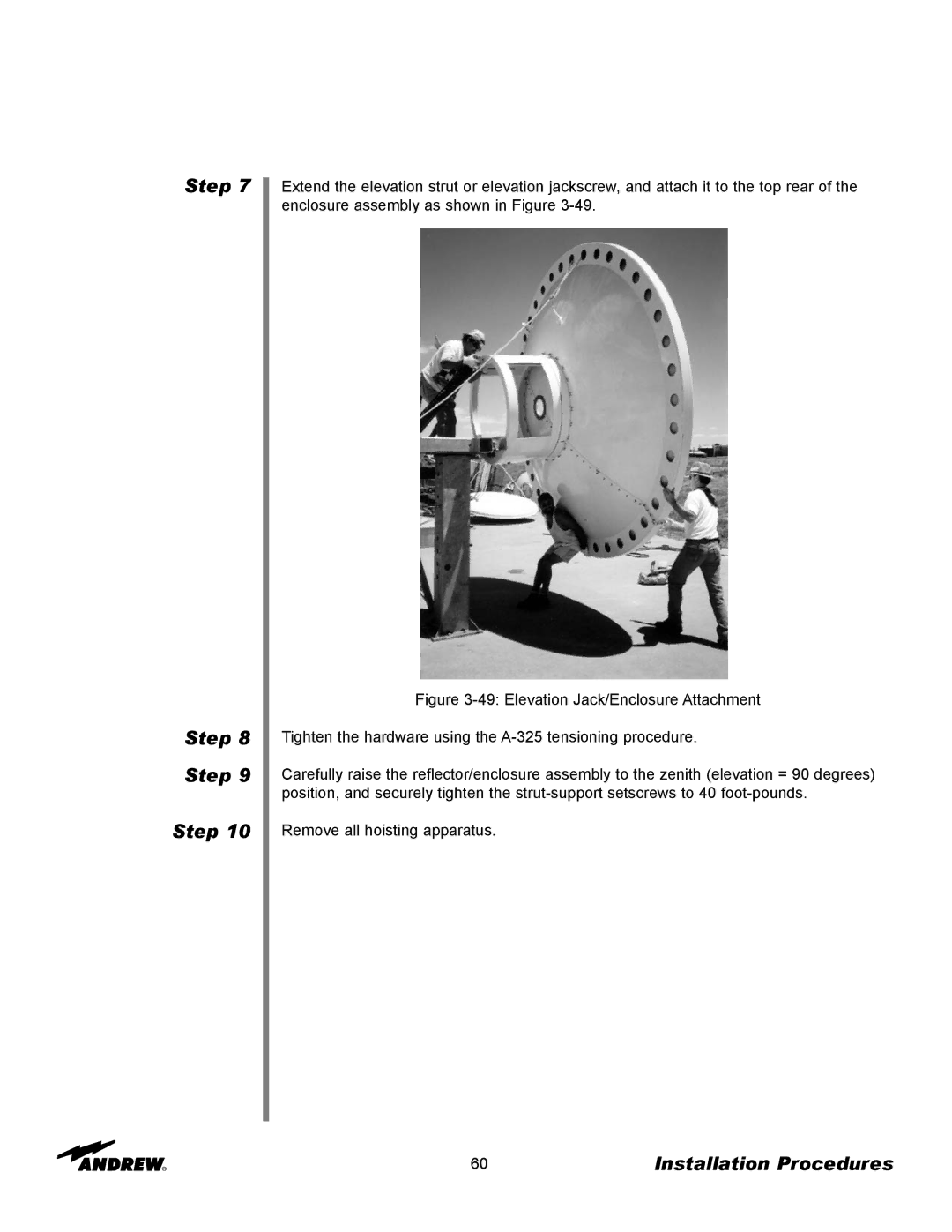 Andrew 3.7-Meter Earth Station Antenna manual Step 