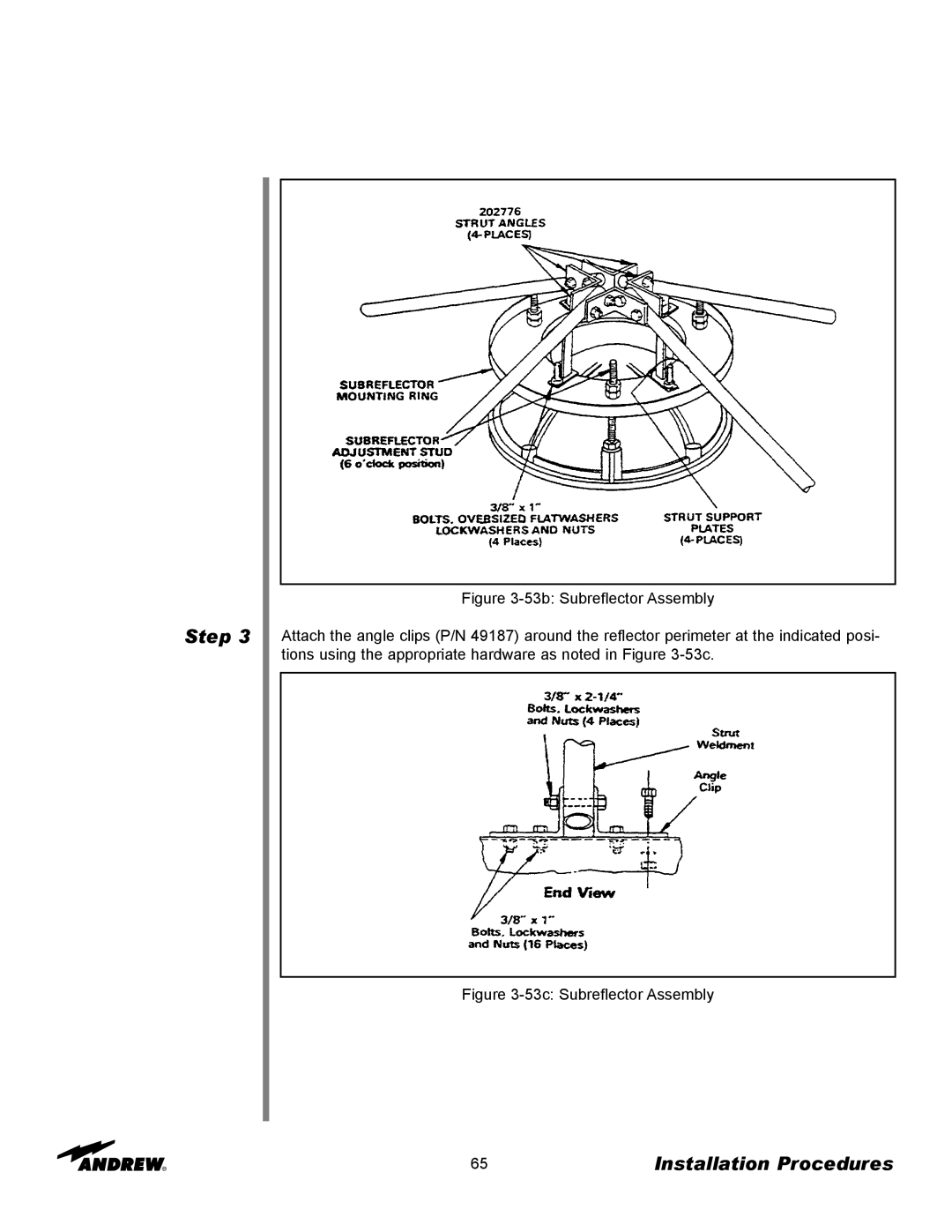 Andrew 3.7-Meter Earth Station Antenna manual 53c Subreflector Assembly 