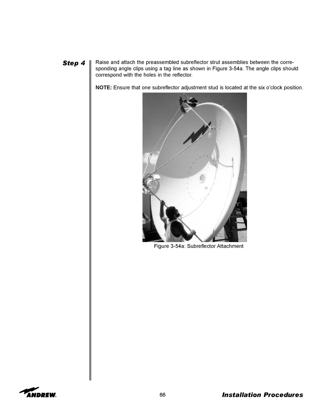 Andrew 3.7-Meter Earth Station Antenna manual 54a Subreflector Attachment 